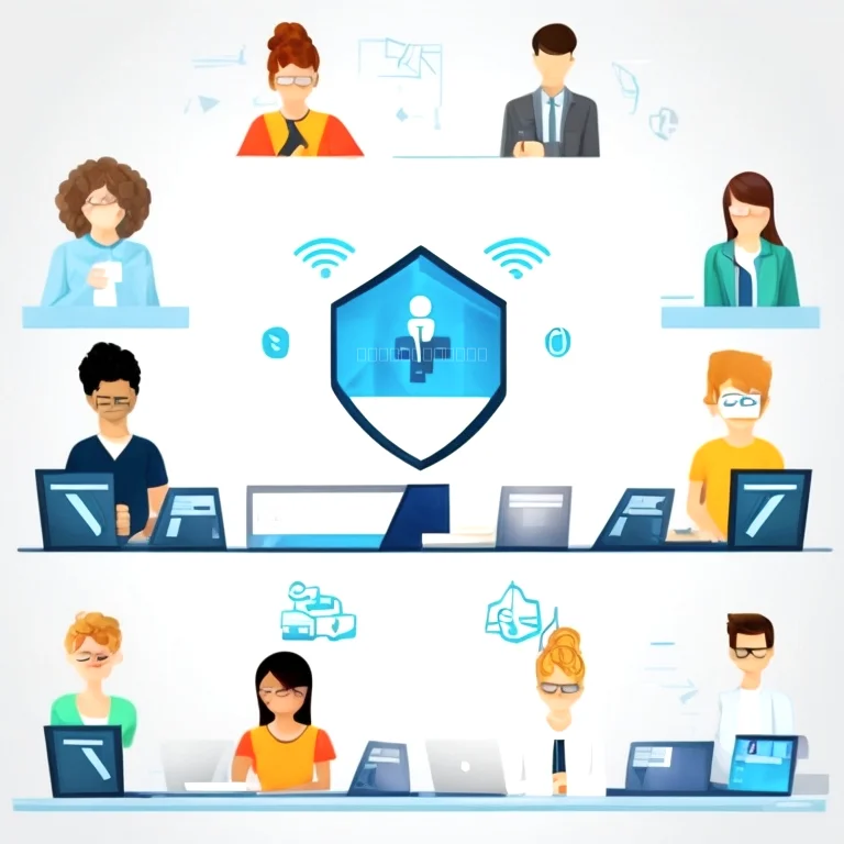 Equipos colaborando en capacitación de concienciación cibernética